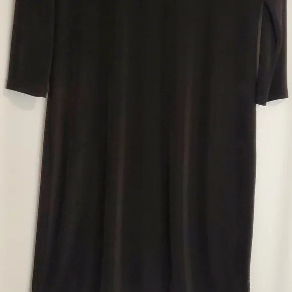 Michael Kors Size S, Black slinky soft knit 3/4 sl dress w/gold grommet trim - Picture 7 of 9